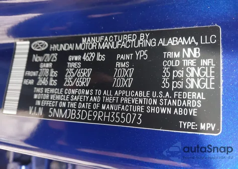 2024 Hyundai Tucson Sel из США, поврежденный, VIN 5NMJB3DE9RH355073